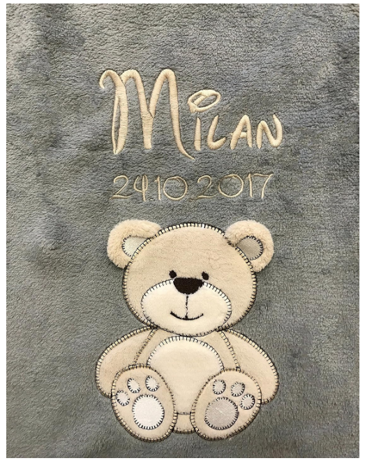KIDDI-MEDIA Babydecke mit Name und Geburtsdatum Bestickt/kuschelig